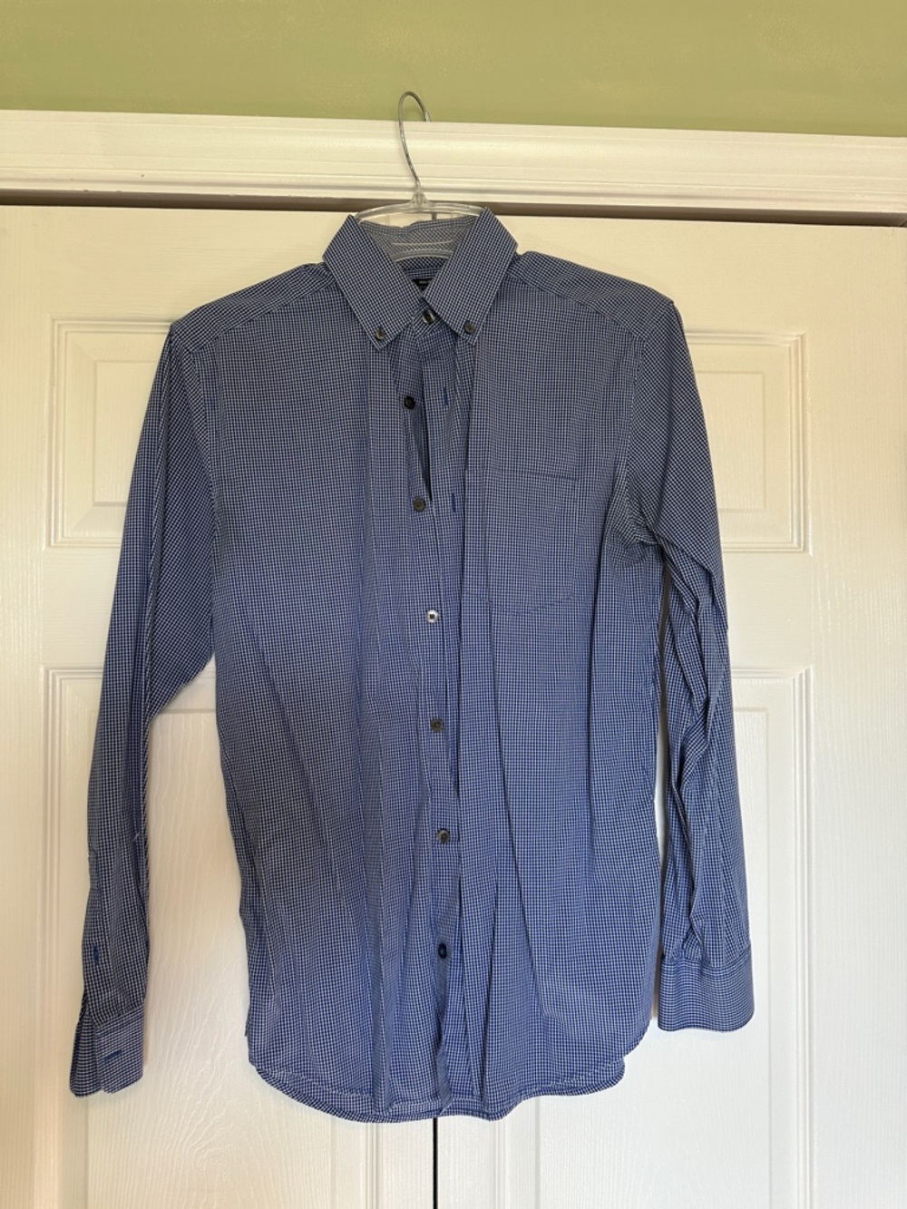 GAP Men's Blue Micro-Check Button-Down Shirt
